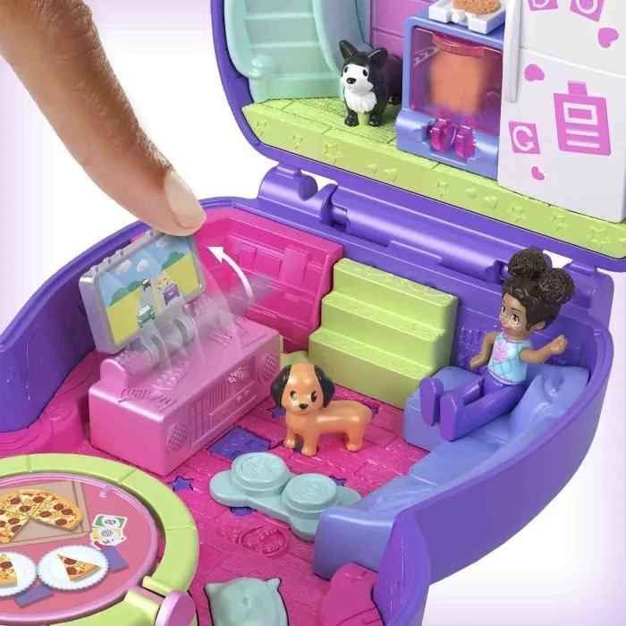 Polly Pocket-Coffret Chiot Festif soirée pyjama -Jouet De Voyage - 4 ans+- JCR38-6