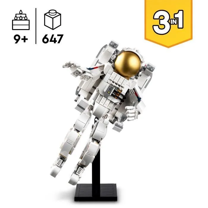 LEGO® 31152 Creator 3en1 L’Astronaute dans l’Espace, Jouet de Construction avec Chien et Navette Spatiale, Décoration-1