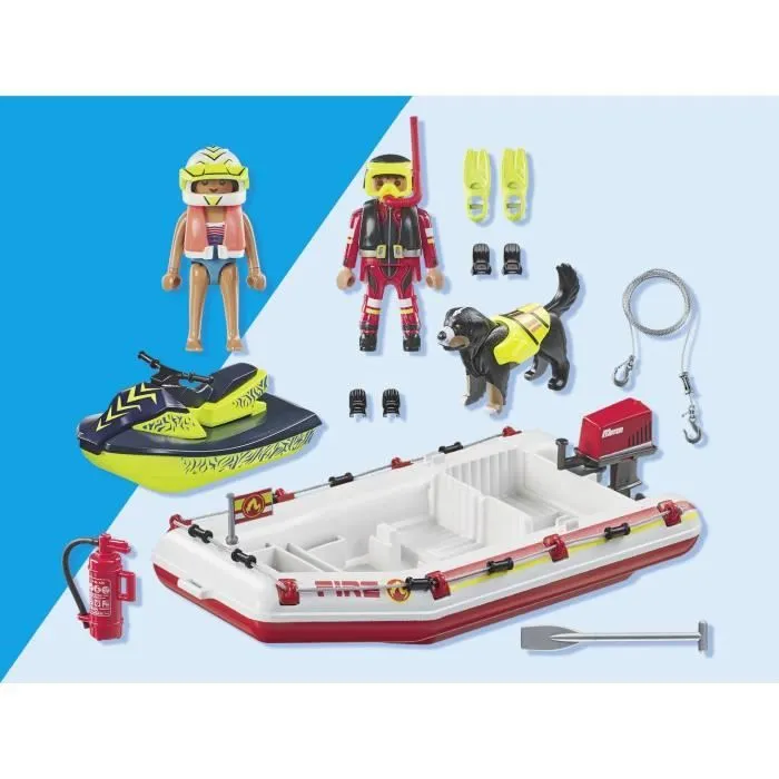PLAYMOBIL 71464 Bateau de pompier et scooter des mers - Action Hereos - Les pompiers - Dès 4 ans-5