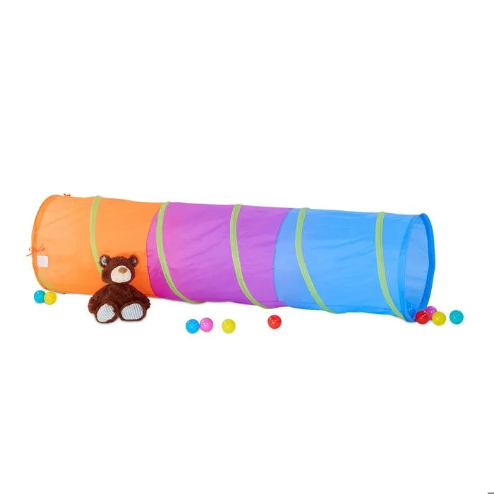 Relaxdays Tunnel de jeu coloré enfants Pop Up tente jeu plein-air jouet tunnel rampant solide tente fille garçon, coloré-0