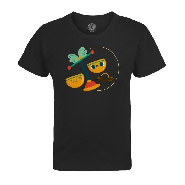 T-shirt Enfant Noir Balance Signe astrologie Zodiaque Dessin Symbole Illustration-0