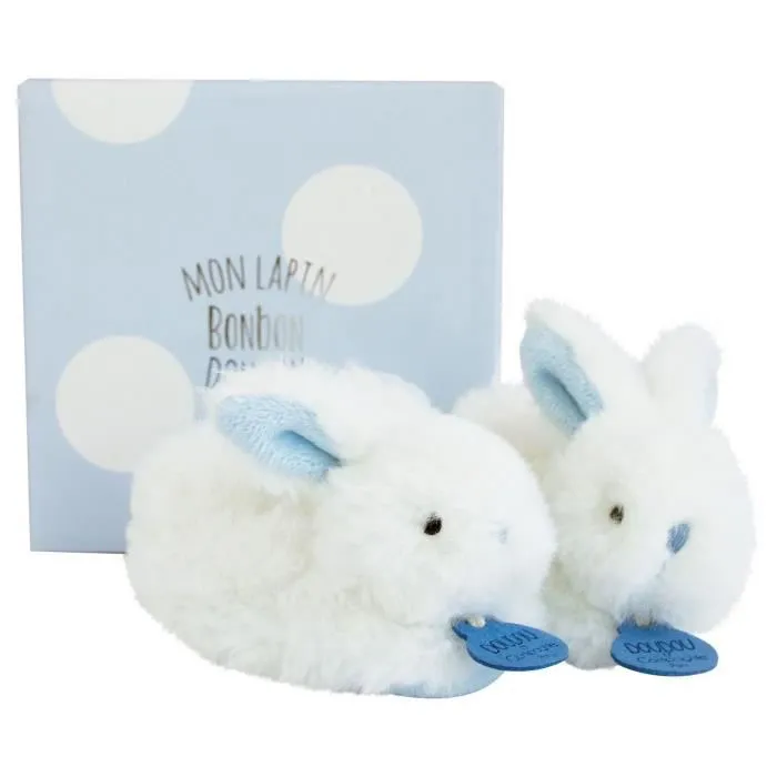 DOUDOU ET COMPAGNIE Lapin - Coffret chaussons avec hochet Bleu 0-6 mois-0