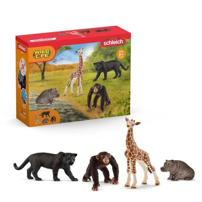 Figurines Kit de base Wild Life, 4 figurines ultra réalistes, jouet pour enfants dès 3 ans, Schleich 42387 Wild life-0