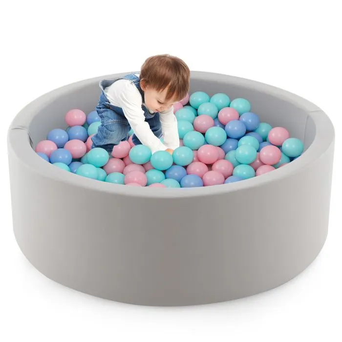 COSTWAY Piscine à Balles en Mousse de 90 x 30 CM avec 200 Balles Océaniques Sac de Rangement pour Bébé Enfants de 1 -6 Ans-0