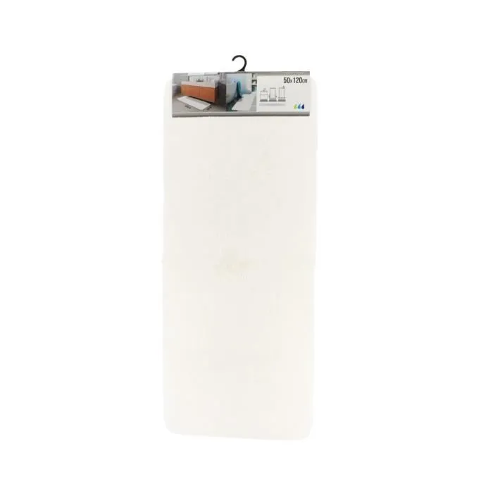 TENDANCE - Grand Tapis de salle de bain Blanc Double Vasque en microfibre 50 x 120 cm-0