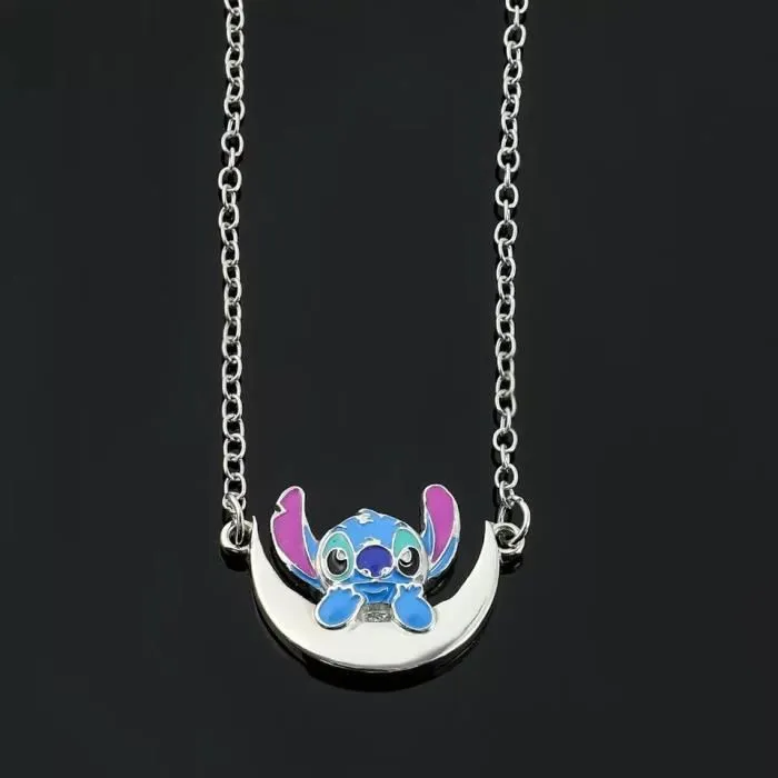 Collier stitch pendentif lune bijoux fantaisies femme cadeau mode accessoire sautoir kawaii lilo-0