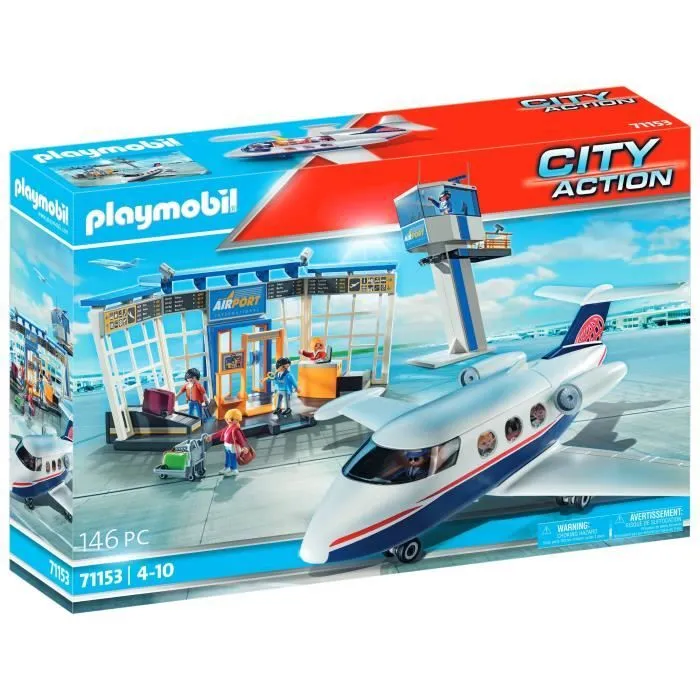 Aéroport et avion - PLAYMOBIL - 71153 - 146 pièces - Dès 4 ans - Multicolore-0