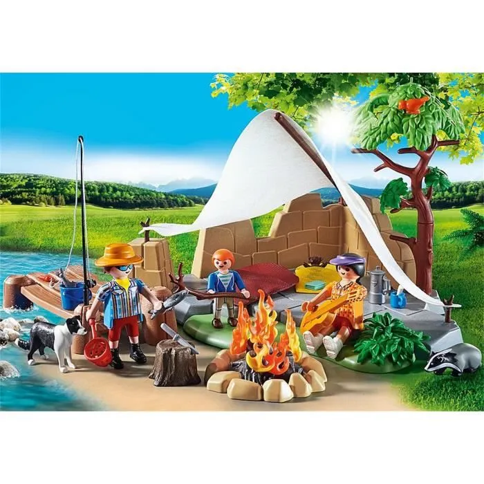 PLAYMOBIL - Family Fun Famille de campeurs - Figurine miniature - Camping en famille-0