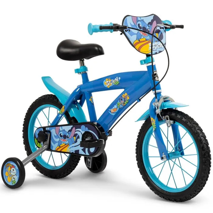 Vélo Enfant Disney Stitch 14” – Vélo Débutant avec Stabilisateurs, Design Amusant de Stitch et Confort pour Enfants de 4 à 6 Ans-0