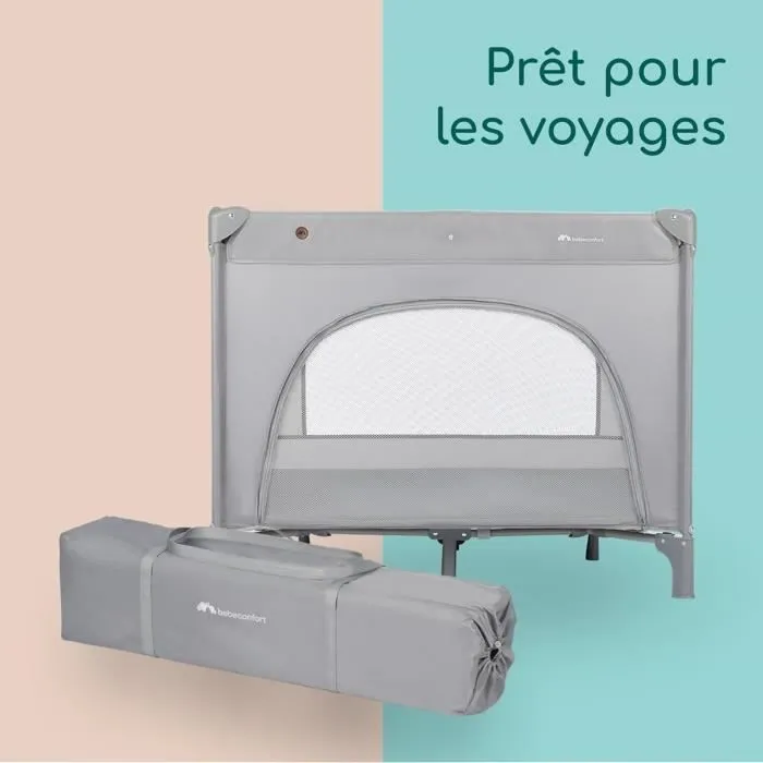 BEBECONFORT ADONIS, Parc-Lit, 2en1, ouverture sur le côté,spacieux, idéal pour voyager, léger, De 0 à 3 ans (15kg) Mineral gray-1