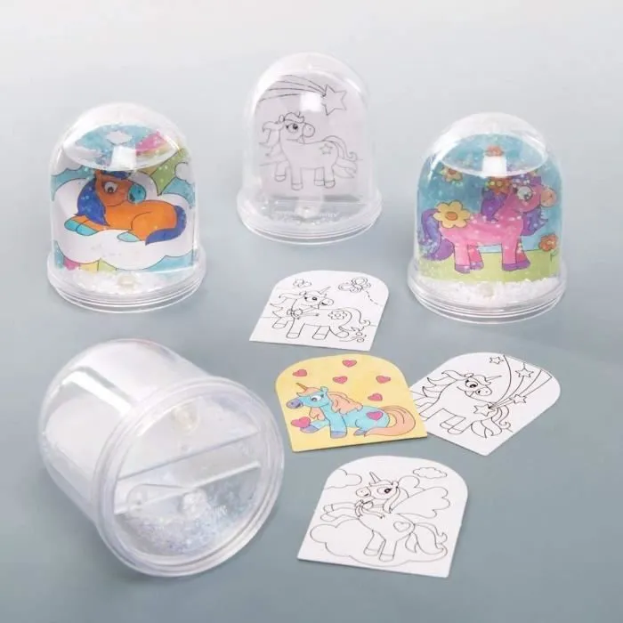 Baker Ross Kits de Boule à Neige Licorne à colorier (boîte de 4) - Loisirs créatifs pour Enfants, - AT316-0