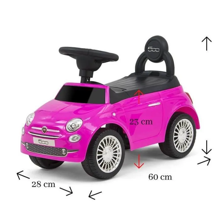Porteur pour bébé Milly Mally Fiat 500 Rose - Jouet premier âge pour l'équilibre et la coordination - 12-36 mois-0