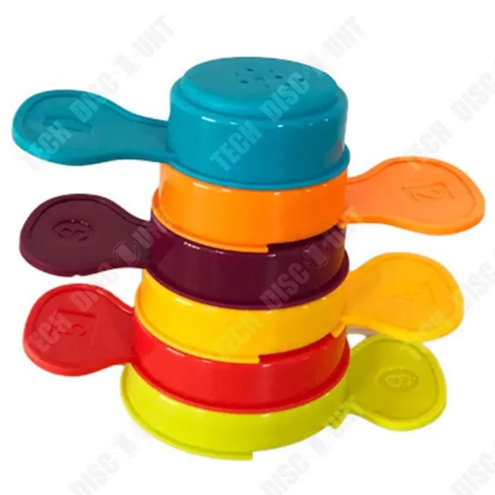 TD® Tasses empilables de tournesol amusantes et éducatives pour enfants empilant Jenga,jouets bain et de bain parent-enfant 6 ensemb-3
