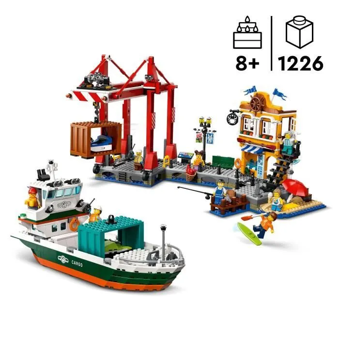 LEGO® City 60422 Le port et le navire marchand, jouet de construction à partir de 8 ans-1
