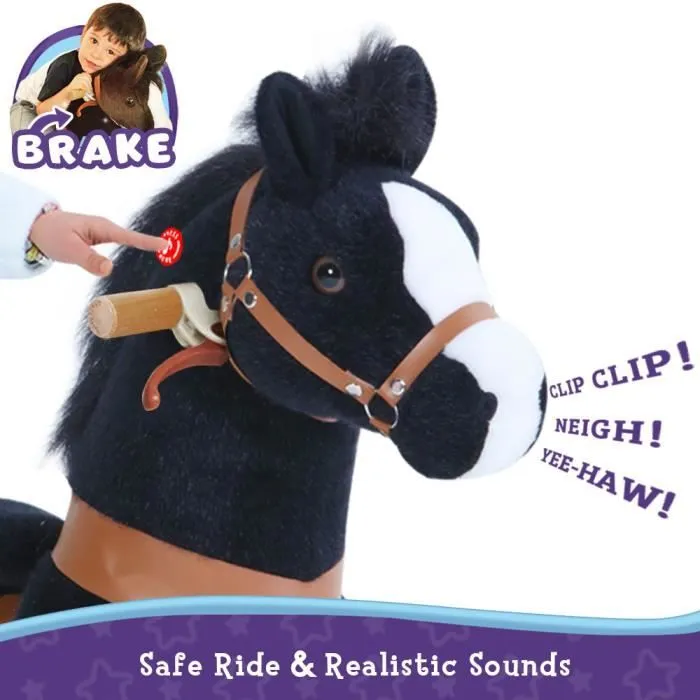 PonyCycle® - Cheval Trottinette à monter 4 roues Trottinette à Pédale pour enfant 4~9 ans - Noir-3