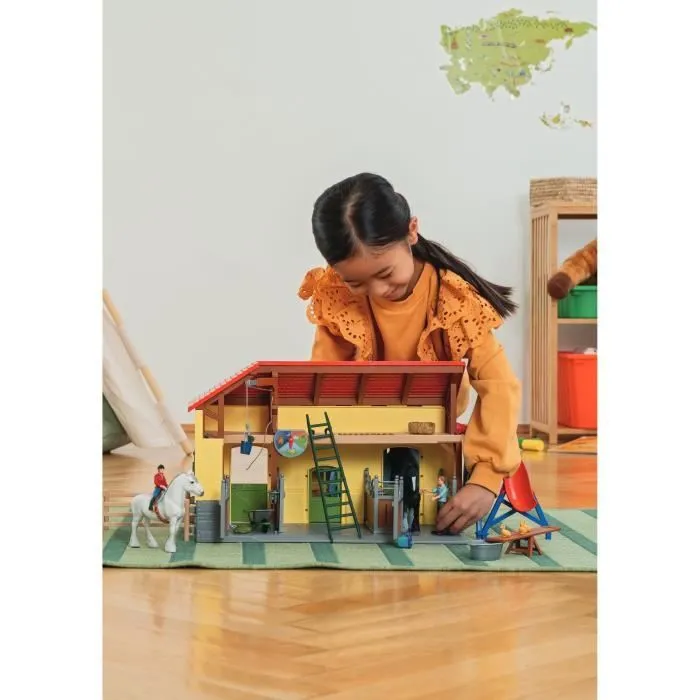 Écurie avec boxes et animaux, coffret de 82 pièces avec chevaux, Schleich 42485 Farm World, Dès 4 ans-2