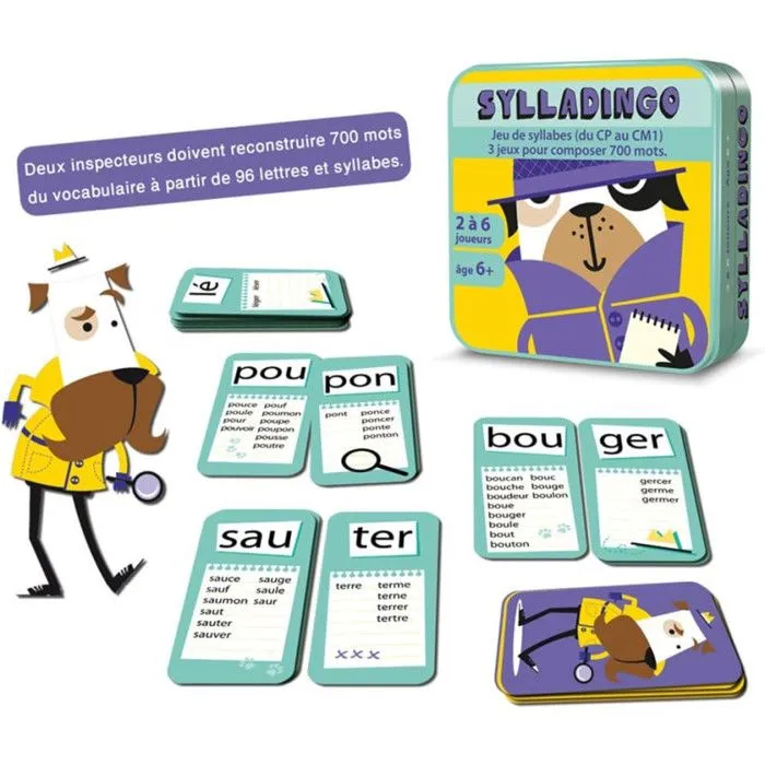 Jeu de cartes - ASMODEE - SyllaDingo - Vocabulaire Orthographe - Mixte - 2 joueurs ou plus-3