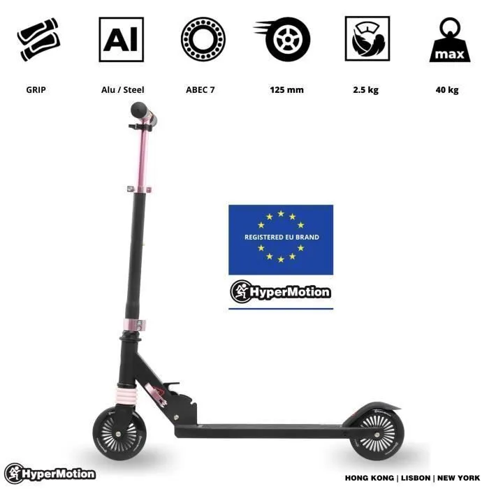 Trottinette - HyperMotion - Wally - Guidon Pliable - Amortisseur Spécial - Roues en Caoutchouc PU-3