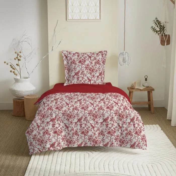 Parure de draps 3 pièces pour lit 90 x 190 cm Bérengère rouge-1