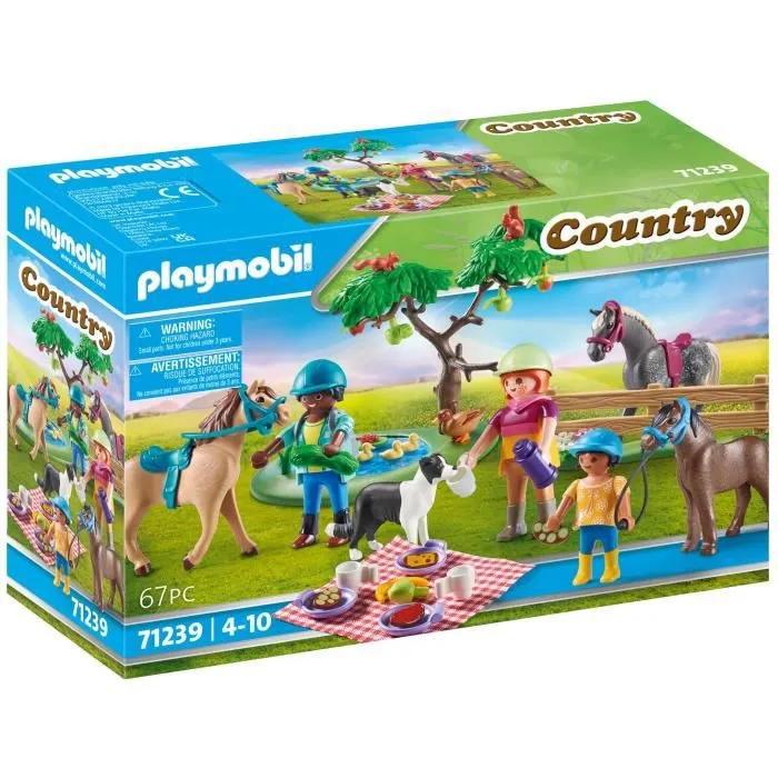 PLAYMOBIL - 71239 - Country - Cavaliers, chevaux et pique-nique - Mixte - 5 ans - Allemagne-0