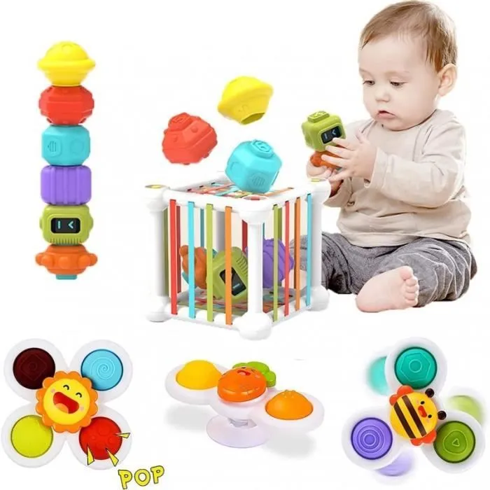 Lot de 12 Jouets Montessori pour garçon et Fille trieur de Formes pour bébé pour Les Tout Petits de 1 à 3 Ans-0