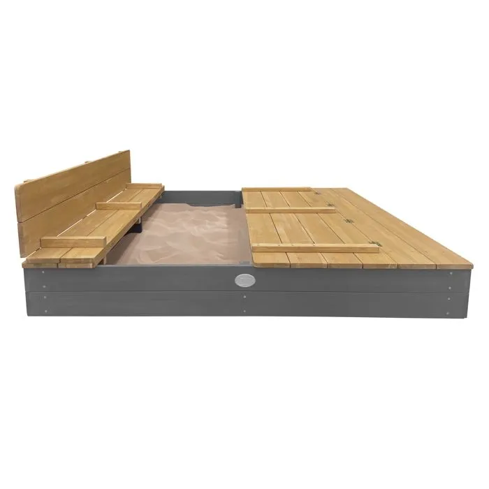 AXI Ella XXL Bac à Sable Enfant Gris & Marron | Bac à Sable pour Enfants en Bois FSC avec Couvercle & Banc | 150 x 150 cm-4