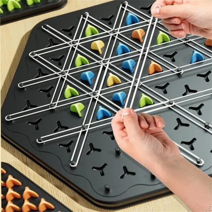 Triggle Jeu, Jeu D'élastique Triggle,Jeu De Société De Stratégie Classique La Collecte, échecs triangulaires en chaîne interactifs-1