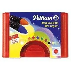 Crayon de cire épais - PELIKAN - 665/8 - Rond - Résistant à l'eau - 8 crayons assortis-0