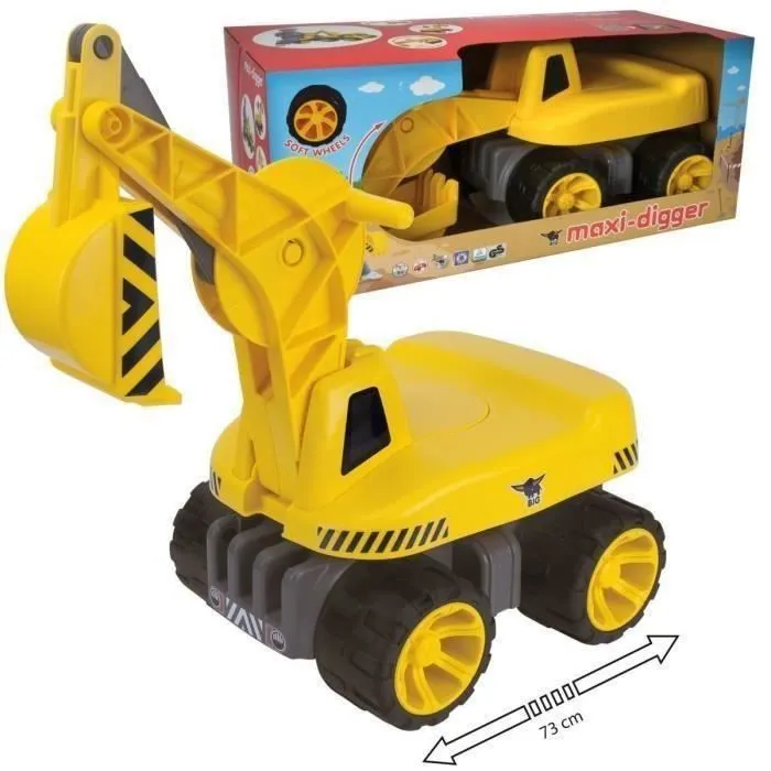 Véhicule miniature - SMOBY - BIG MAXI Pelleteuse - Bras articulé - Roues silencieuses - Jaune-0