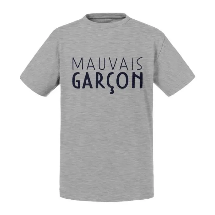 T-shirt Enfant Gris Mauvais Garçon Humour France Homme-0