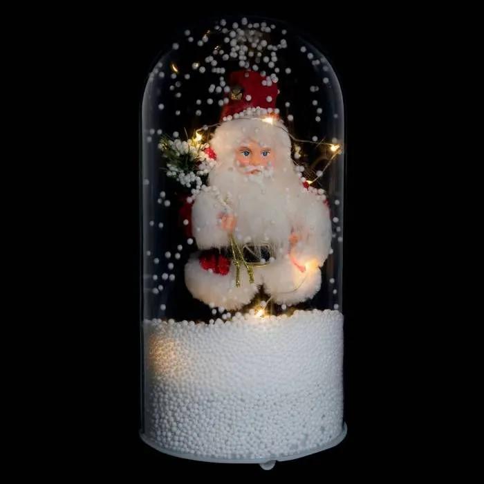 Décoration Intérieure - Feeric Christmas - Père Noël sous cloche animée - 10 LED - Multicolore - 25.3 cm-0