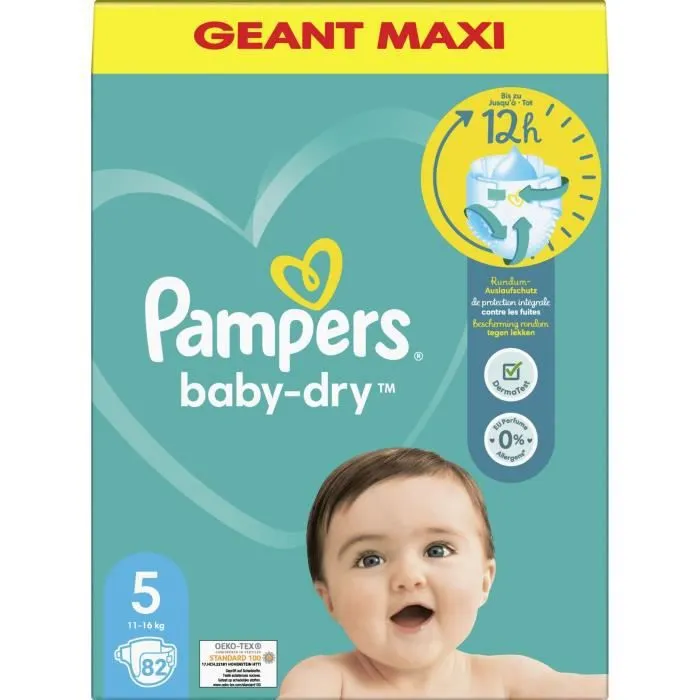 PAMPERS Baby-Dry Taille 5 - 82 Couches-0