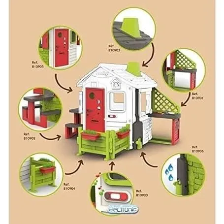 Smoby - Cuisine d'été à ajouter à une Maison Smoby - Plaque grill - Evier avec robinet - 17 accessoires - Fabriqué en France-4