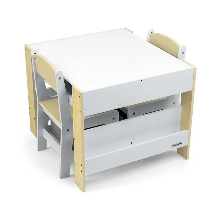 Table et chaises - MILLY MALLY - Sven Natural - Bois massif - 2 places - Bureau enfant-1