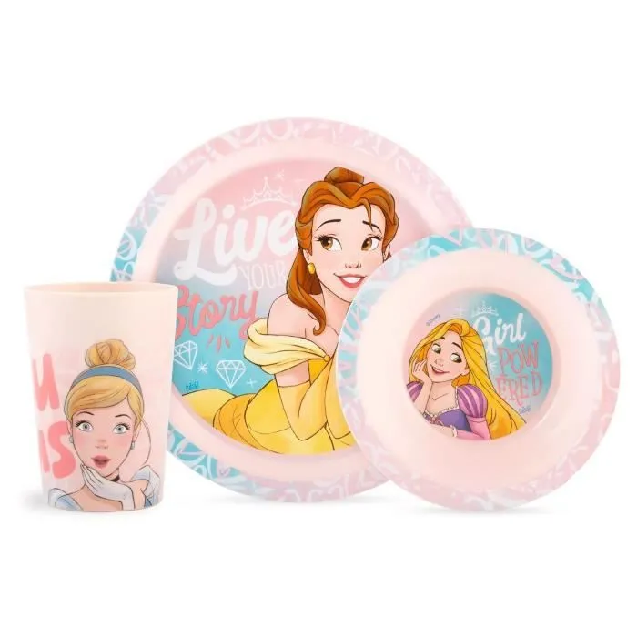 DISNEY PRINCESSES - Ensemble repas (assiette, bol, verre)-0