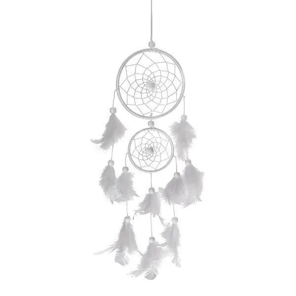 Attrape-rêve - Non spécifié - Modèle Plumes Blanches - Hauteur 46 cm - Décoration intérieure - Capteur de rêves-0