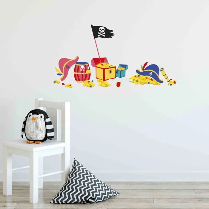 Stickers muraux Pirates et coffres forts - Draeger Paris - Pour enfant - Multicolore-1