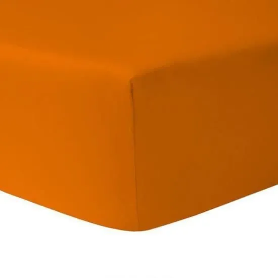 Drap housse Orange 90 x 190 cm 100 % coton + Protège Matelas Imperméable 90 x 190 cm - HOMEROKK-0