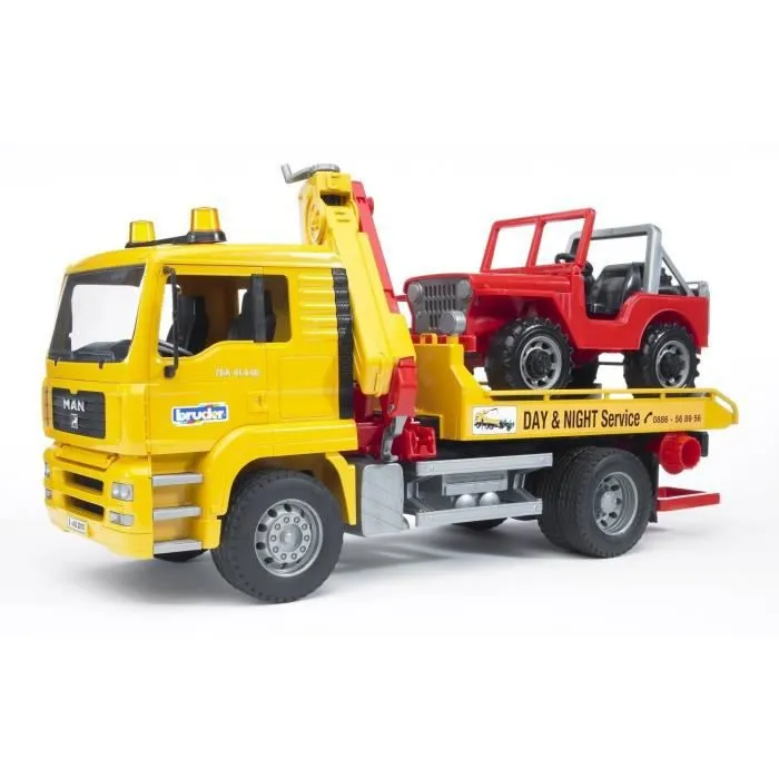 BRUDER - 2750 - Camion Depannage Man + Portique Et Jeep Echelle 1/16eme - 49,5 cm-1