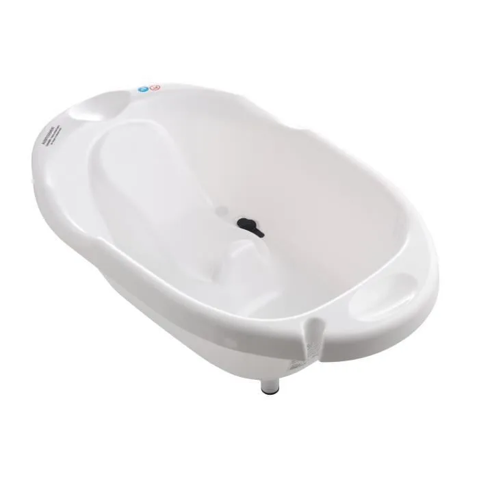 Baignoire Ergonomique 2 en 1 - MAÏKA - Siège intégré et Support Douchette - Blanc Perle-0