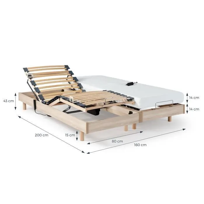 Ensemble relaxation matelas + sommiers électriques 2x80x200cm - Mousse - Ferme - TALCA Fabrication française-7