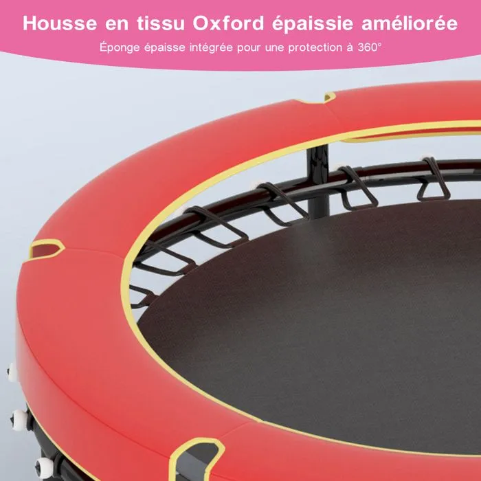 Trampoline enfant et adulte-K IKIDO-Ø 140x160H-Trampoline de jardin avec Filet de sécurité-Ressort-Cadre en acier-Rouge-3