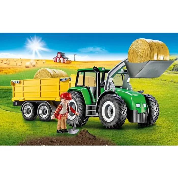 Jeu de construction - PLAYMOBIL - Tracteur avec remorque - 1 figurine - Accessoires inclus - À partir de 3 ans-1