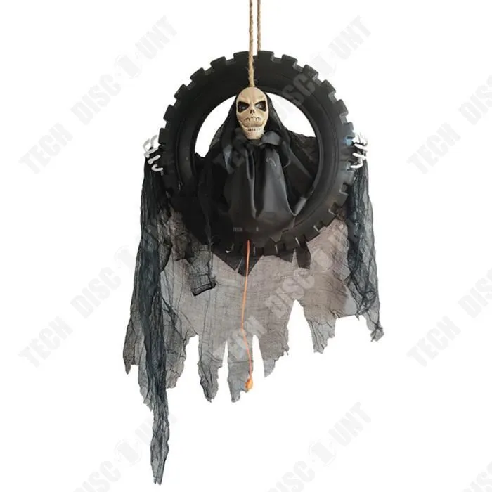 Décoration suspendue pour Halloween - TECH DISCOUNT - Pneu fantôme effrayant avec lumière et son - Blanc-0
