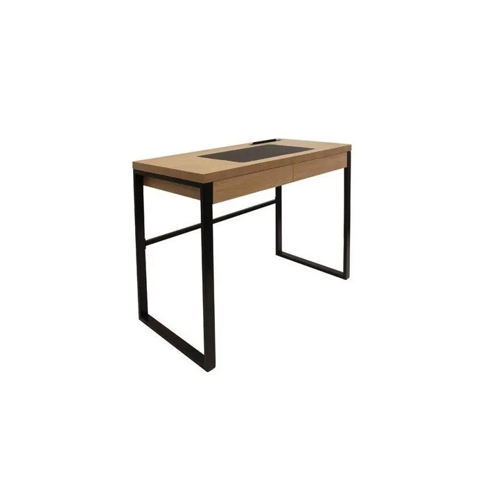 Bureau - 100 x 50,3 x 74 cm - Bois et métal noir-2