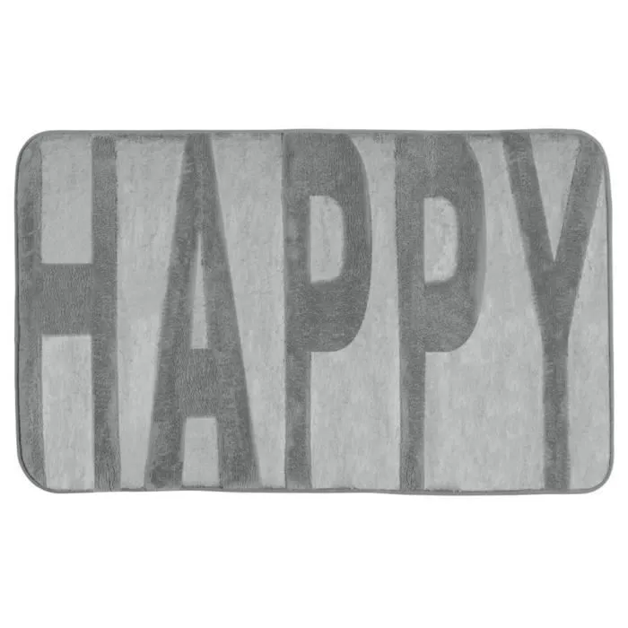 WENKO Tapis de bain mémoire de forme, Happy gris concrete, tapis salle de bain antidérapant, polyester, 50x80 cm, gris