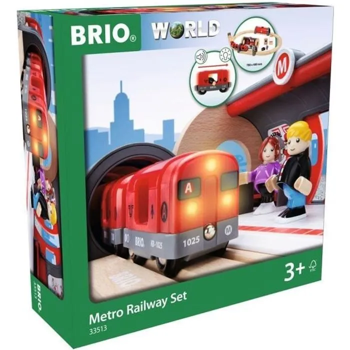 Circuit de train en bois BRIO World Circuit Metro - Coffret complet 20 pièces - Ravensburger - Mixte dès 3 ans-0