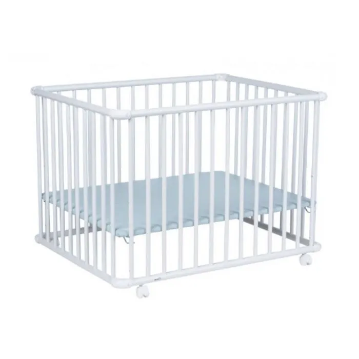 Parc Bébé En Bois Blanc À Roulettes - GEUTHER - Belami - 76x97 Cm - Bois - Blanc - Enfant - Mixte-1