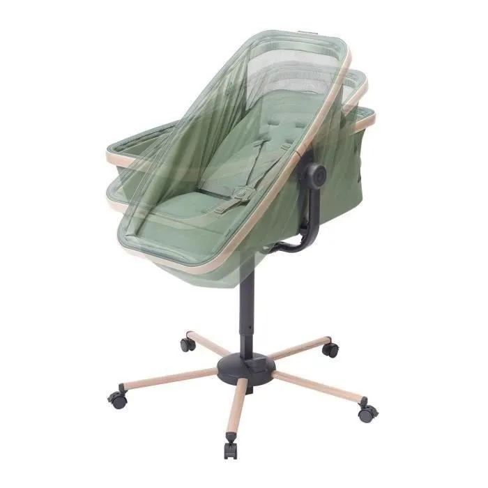 MAXI COSI Transat ALBA tout-en-un, berceau, évolutif, chaise haute (kit vendu séparément), Green, de la naissance à 3 ans-4