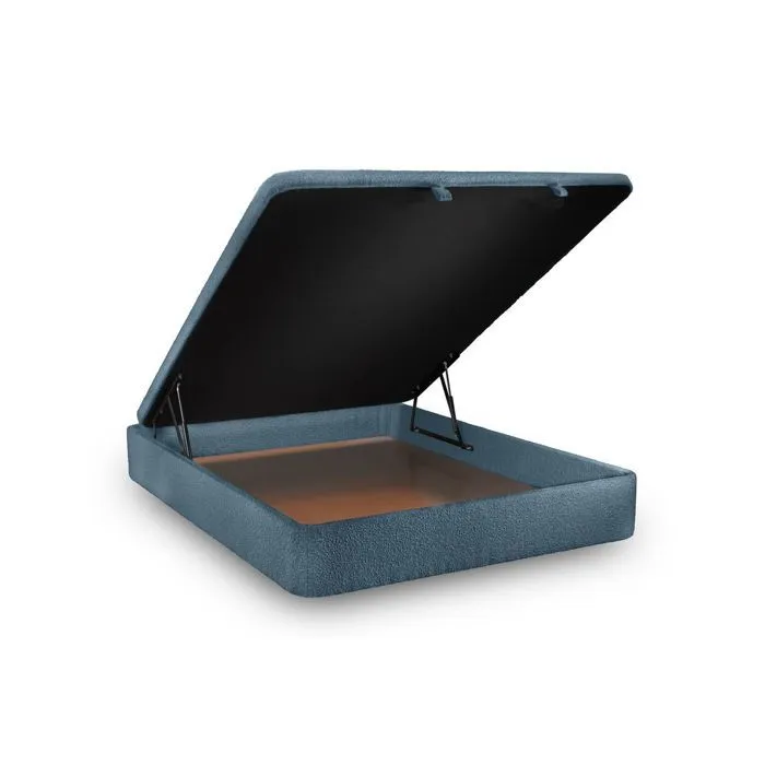 Lit coffre - Prestige - Bouclette Bleu - 140x190cm - Bois massif-2